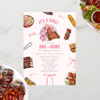 BBQ + Bows Cookout Girl Baby shower Invitation