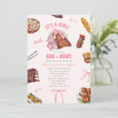 BBQ + Bows Cookout Girl Baby shower Invitation (Debout devant)