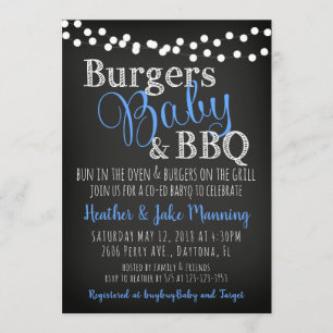 BBQ Burgers Baby Coed Boy Baby shower Invitation
