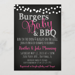 BBQ Burgers Baby Coed GirlG Invitation Baby shower