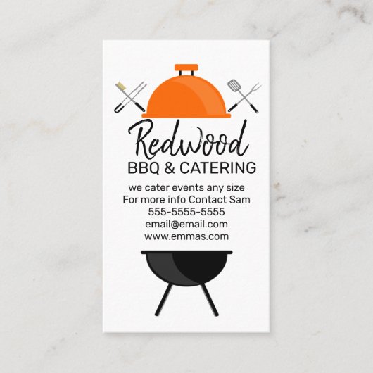 BBQ catering hoesje roast bruiloft fundraisers Visitekaartje (Voorkant)