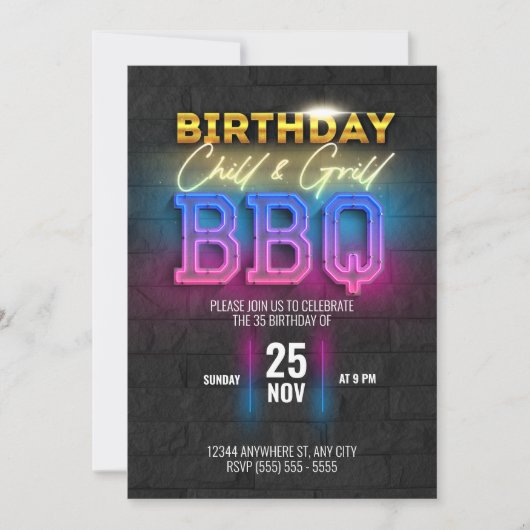 BBQ Chill & Grill Anniversaire Fête Invitation (Devant)