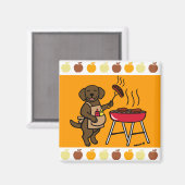 BBQ Chocolat Labrador Chef Magnet de dessin (Recto/Verso)