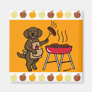 BBQ Chocolate Labrador Chef Cartoon Magnet Magneet