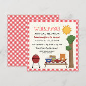 BBQ-cookie gezinshereniging, rode gingham grens Kaart (Voorkant / Achterkant)