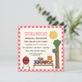 BBQ-cookie gezinshereniging, rode gingham grens Kaart (Staand voorkant)