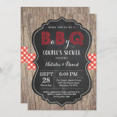 BBQ Couples Shower Invitation Baby Q Backyard Basi Kaart (Voorkant / Achterkant)
