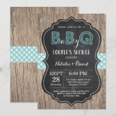 BBQ Couples Shower Invitation Baby Q Backyard Basi Kaart (Voorkant / Achterkant)