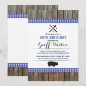 BBQ d'anniversaire tout invitation en bois de rôti (Devant / Derrière)