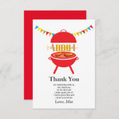 bbq de verjaardagspartij, barbecue, bbq grill, bedankkaart (Voorkant / Achterkant)