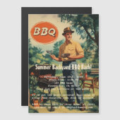  BBQ Delight: Classic Backyard Cookout Scen Magnetische Uitnodiging (Voorkant / Achterkant)