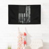 BBQ Design Smoking Barbecue USA Flag Spandoek (Insitu)