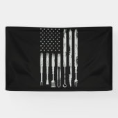 BBQ Design Smoking Barbecue USA Flag Spandoek (Horizontaal)