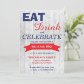 BBQ d'été Red White and Blue Invitation (Debout devant)