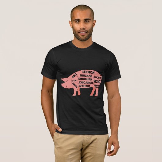 BBQ Diagram Filipino varkensvlees T-shirt (Voorkant volledig)