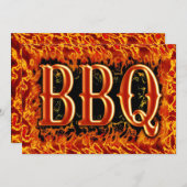 BBQ Dinner Realistic Flames Uitnodigingen (Voorkant / Achterkant)