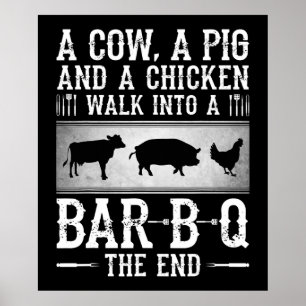 BBQ   Een Koe A-varken en een kippendraait in de B Poster