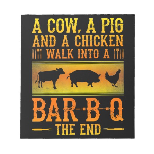 BBQ | Een Koe van een varken en een kippenkop in e Notitieblok (Voorkant)