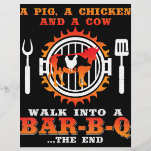 BBQ Een varken en een kip lopen een bar binnen B Flyer