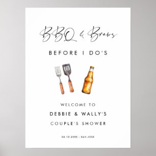 BBQ en brouwsels voor de douche van het paar Poster
