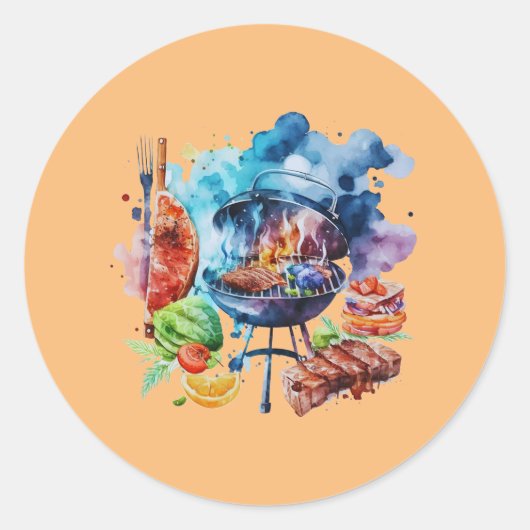 BBQ en grill Ronde Sticker (Voorkant)