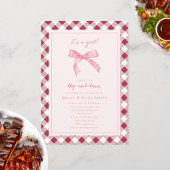 BBQ- en linten Gingham-meisje babyshower uitnodigi Kaart