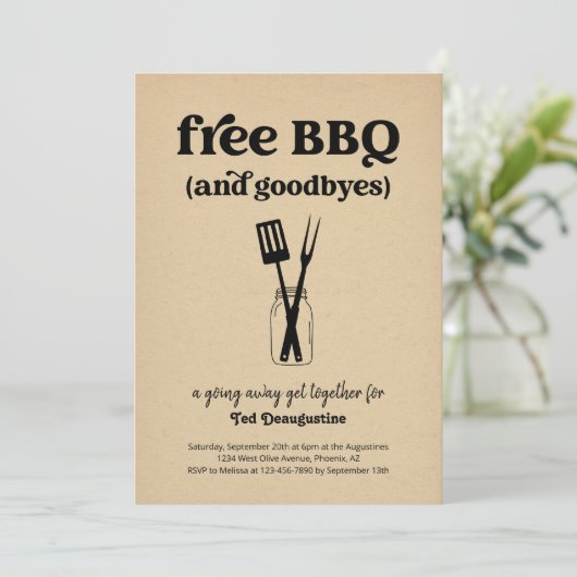 BBQ et Goodbyes gratuits Drôle Sortir Invitation (Debout devant)