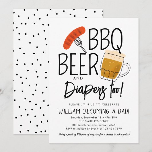 BBQ et invitation au Baby shower de la bière Aquar (Devant / Derrière)