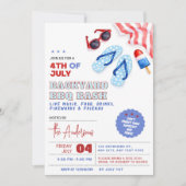 BBQ et Pool Party Invitation 4 juillet Jardin (Devant)
