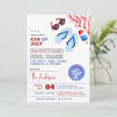 BBQ et Pool Party Invitation 4 juillet Jardin (Debout devant)
