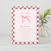 BBQ et vaches En vichy Invitation Baby shower fill (Debout devant)