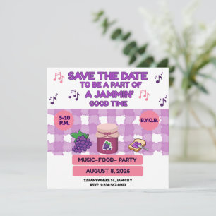 BBQ FAMILIE SAMENKOMST PAARS WIT 5.25 X 5.25 JAM O SAVE THE DATE