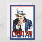 BBQ / Feestuitnodiging: Uncle Sam Kaart (Voorkant)
