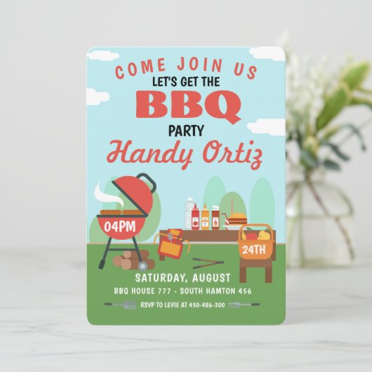 BBQ Fête Invitation anniversaire (Debout devant)