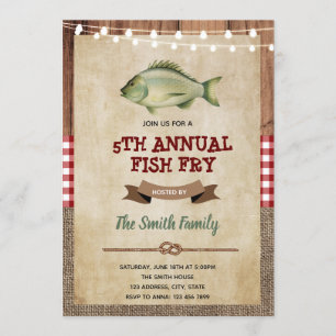 Bbq fish fry party-uitnodiging kaart