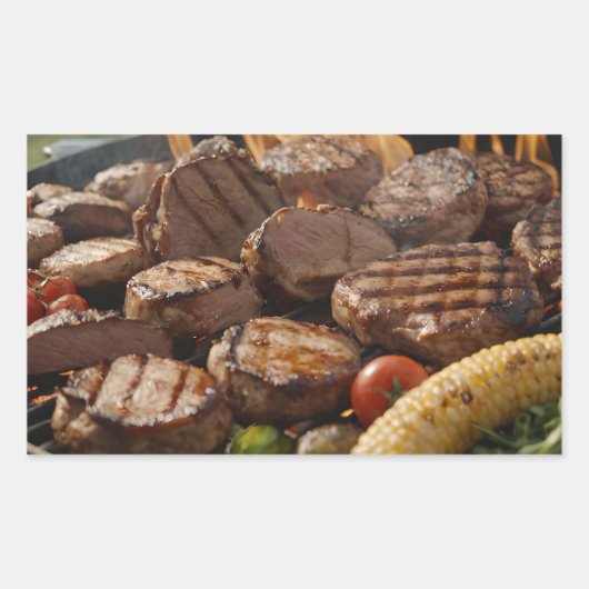 BBQ gegrilde biefstuk Rechthoekige Sticker (Voorkant)