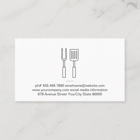 BBQ-gereedschap Vlamlogo | Gegrilde Steaks Visitekaartje (Achterkant)