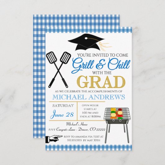 BBQ Graduation Invitation (Devant / Derrière)