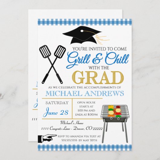 BBQ Graduation Invitation (Devant / Derrière)