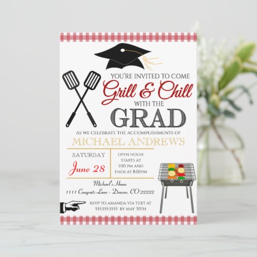 BBQ Graduation Invitation (Debout devant)