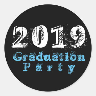BBQ Graduation Party - Blk BG Typografie Ronde Sticker