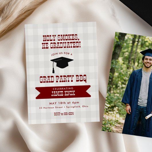 BBQ Graduation Party Invitation Photo Back