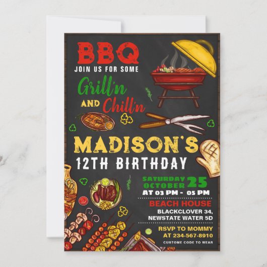 BBQ Grill and Chillin Party Editable Invitation (Devant)