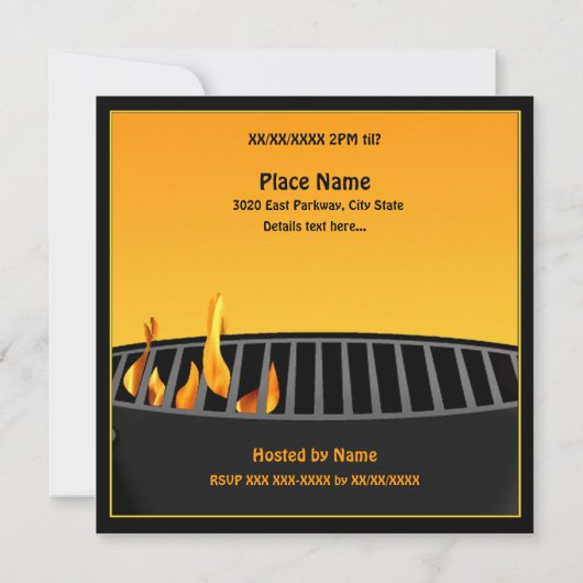 BBQ Grill Flaming Hot Invitation (Dos)