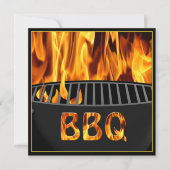 BBQ Grill Flaming Hot Invitation (Devant)