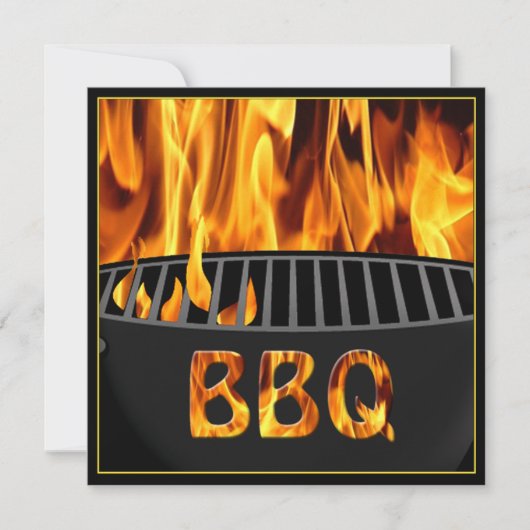 BBQ Grill Flaming Hot Invitation (Devant)