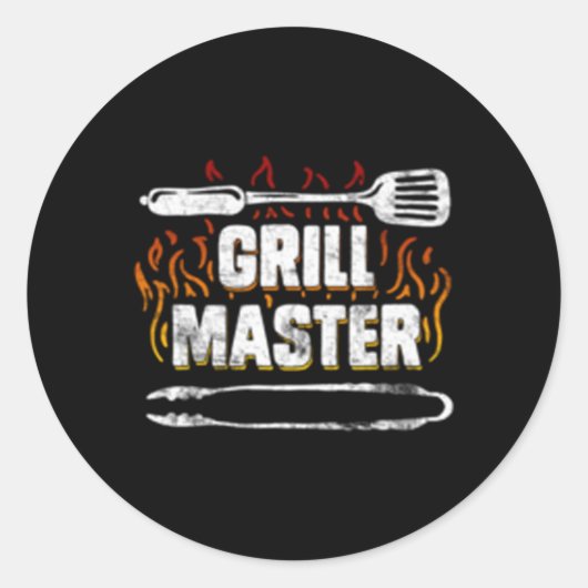BBQ Grill Master Barbecue Grilling Vaderdag Ronde Sticker (Voorkant)