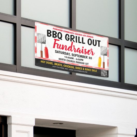 BBQ Grill Out Fundraiser Bannière avec code qr (Bâtiment extérieur)
