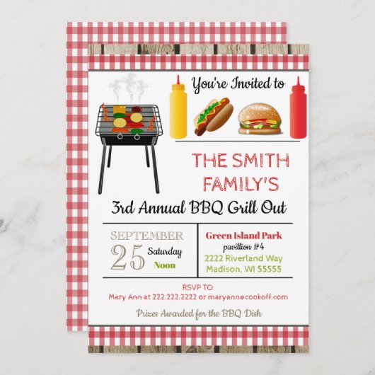 BBQ Grill Out Invitation (Devant / Derrière)
