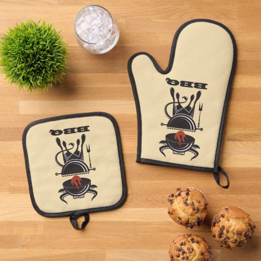 BBQ Grill Ovenwant & Pannenlap Set (Top down)